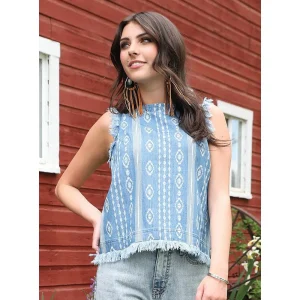 Cruel Denim Women's Chambray Concho Tank