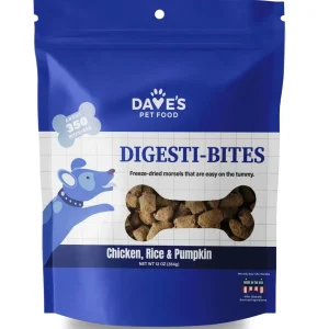 Dave's Pet Dog Food Dog Digesti-Bites Freeze-Dried Chicken Rice & Pumpkin 12 oz