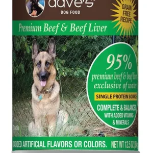 Dave's Pet Food Dog 95% Premium Meats Beef And Beef Liver 12.5oz. (Case Of 12)