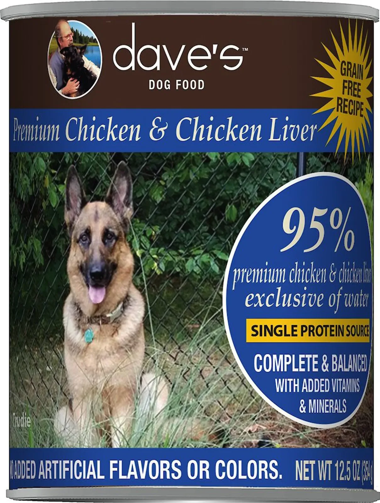 Dave's Pet Wet Dog Food Dog 95% Premium Meats Chicken And Chicken Liver, 12.5 oz each, Case of 12 - Image 2
