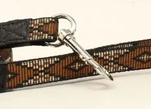 Dbl BarrelWoven Ribbon Long Diamond Dog Leash Brn