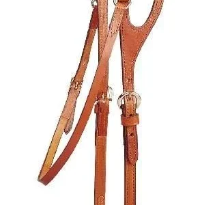 Dbl/Stitch Leather Shape Ear Headstall 5/8in Bk/Gy