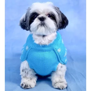 Dogobow Panda Knit Sweater for Dogs and Cats (Blue) (Get a Bow Free)