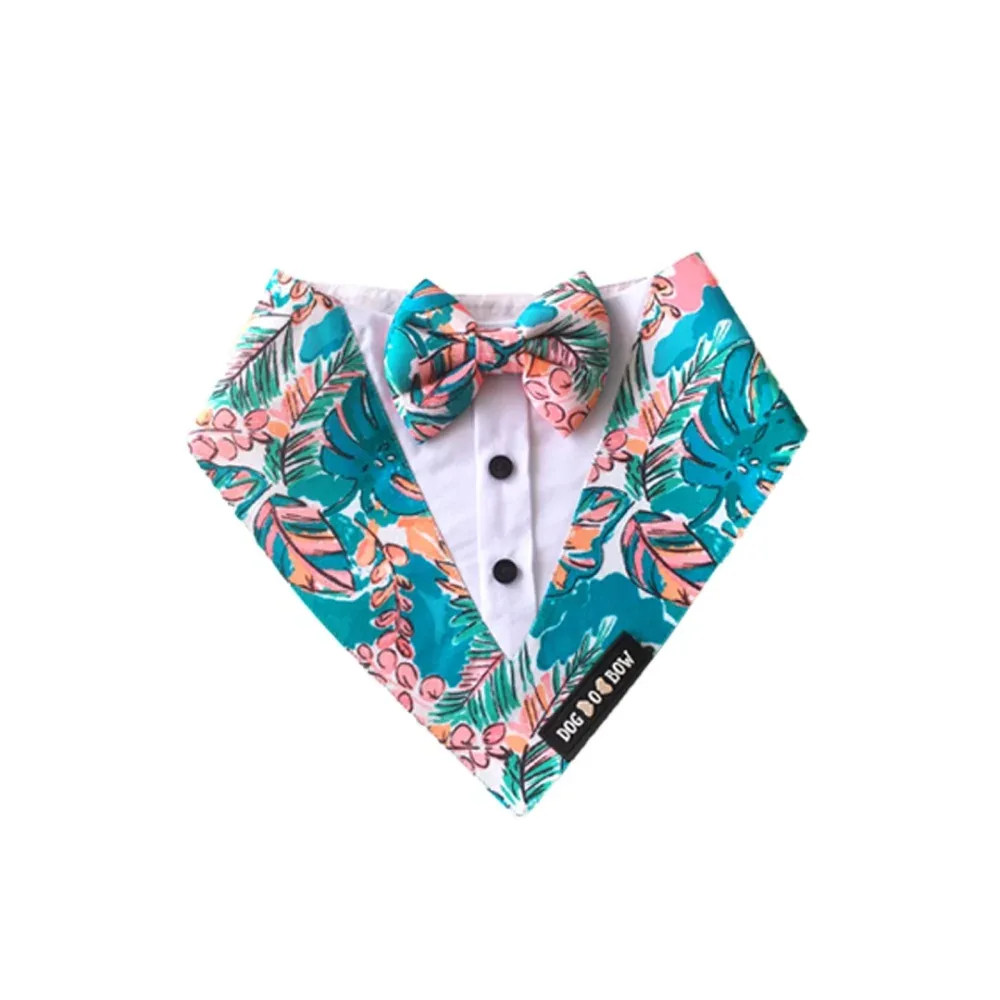 Dogobow Tropicana Print Tuxedo Bandana for Dogs (Blue) - Image 2