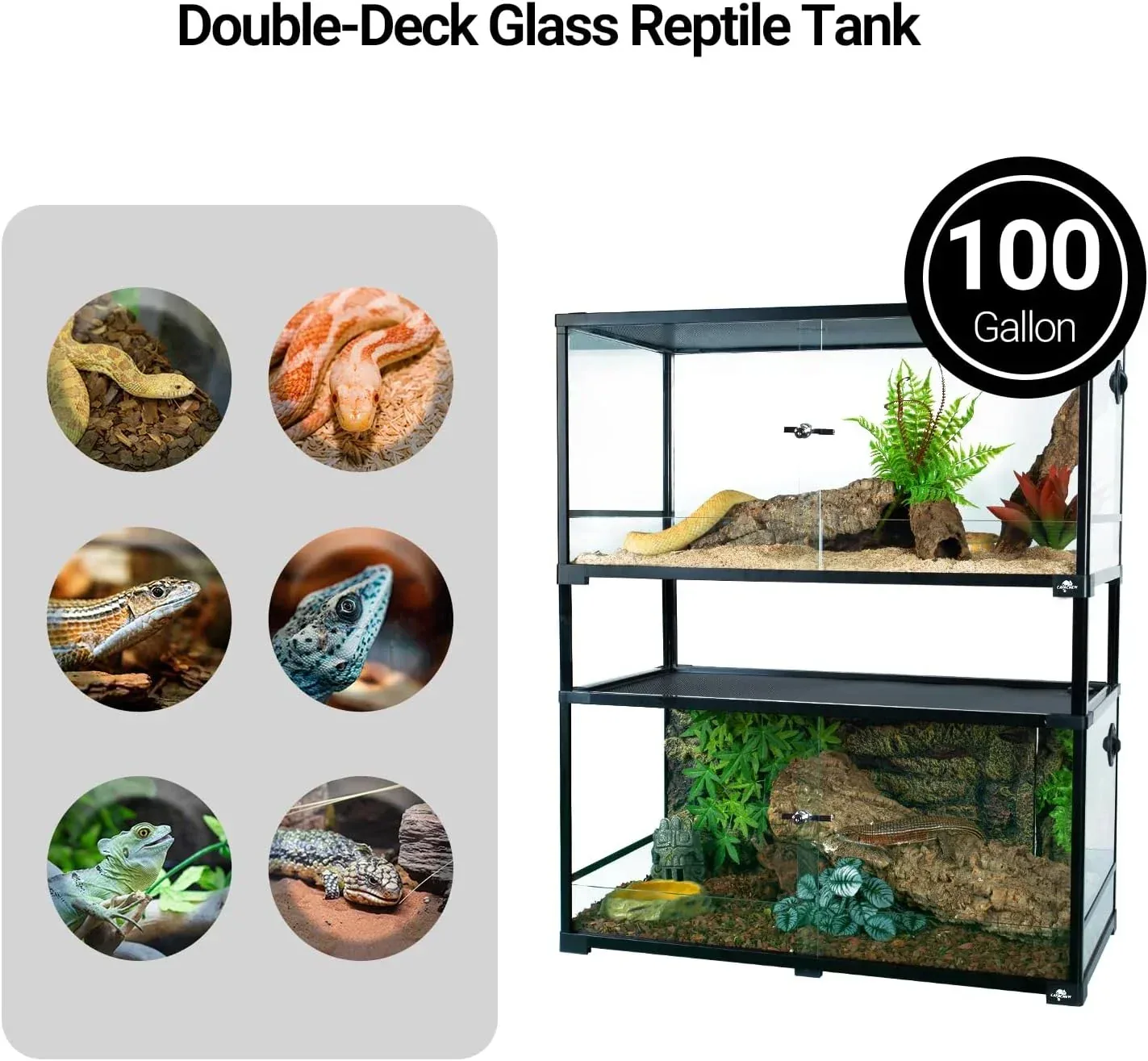 Double-Deck 100 Gallon Bearded Dragon Tank 36" x 18" x 44" Tall Reptile Terrarium - Image 2