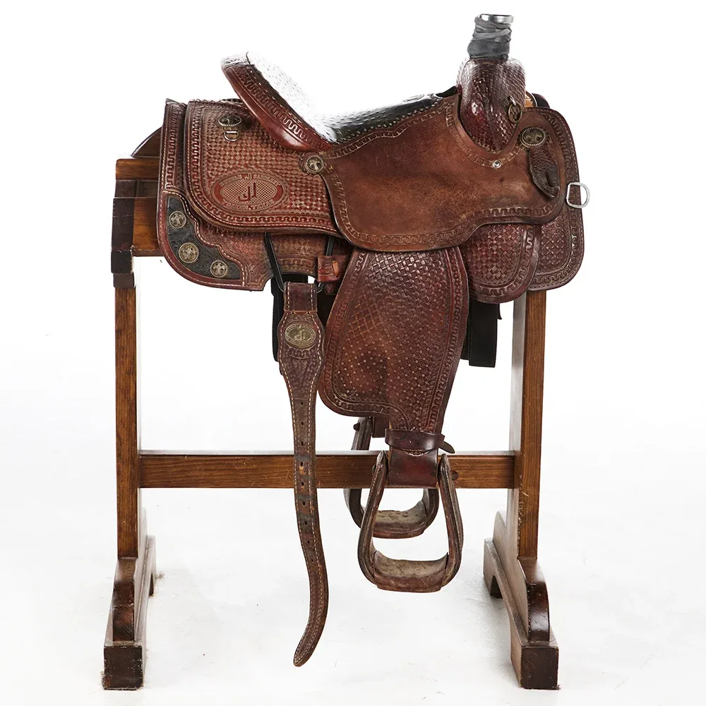 Double J Saddlery Used 13in Team Roper Ostrich Seat - Image 2