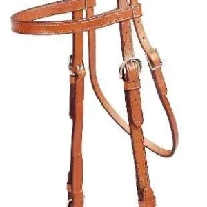 Double/Stitched Brow Band Headstall 5/8in Bk/Gry