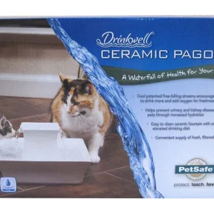 Drinkwell Pagoda Ceramic Pet Fountain White