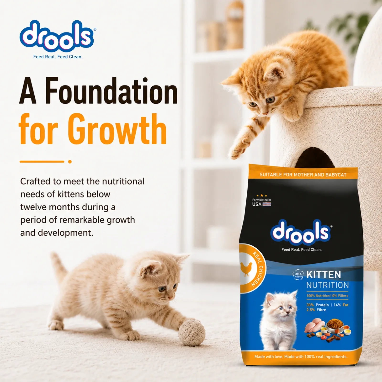 Drools Real Chicken Kitten Dry Food - Image 2