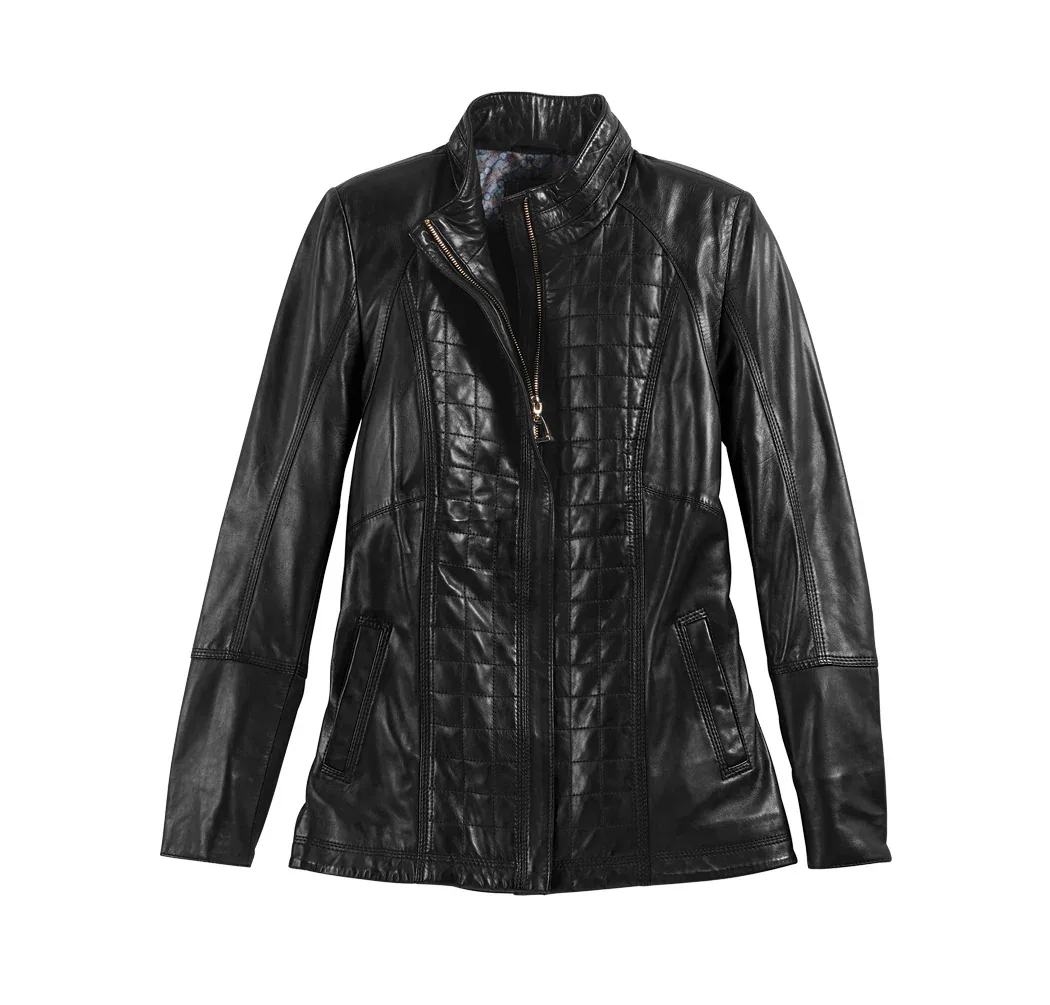 DS Ladies’ Moto Leather Jacket - Image 2