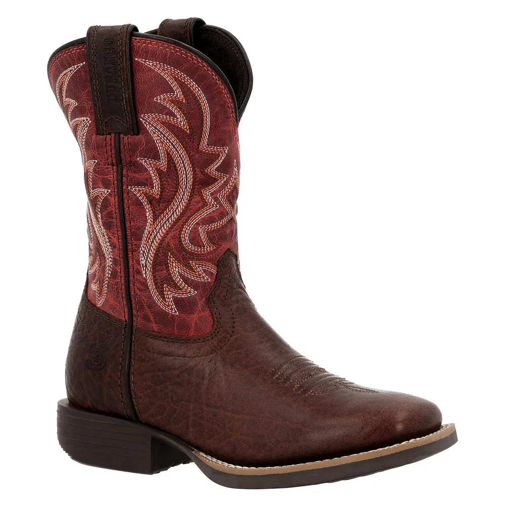 Durango Boots Children`s Shyloh Brown with Dynamite Red Shaft Square Toe Boot