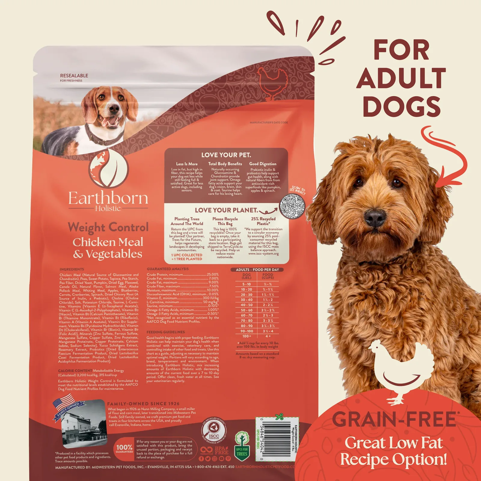 Earthborn Holistic Weight Control Chicken Meal & Vegetables Grain-Free Dry Dog Food 4 lb - Image 2