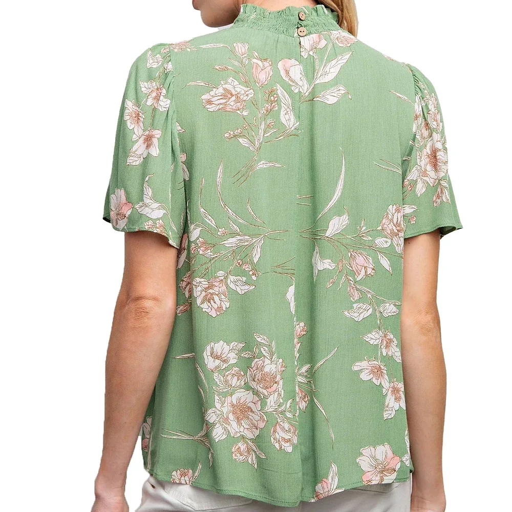 Easel Women's Sage Floral Top - Image 2