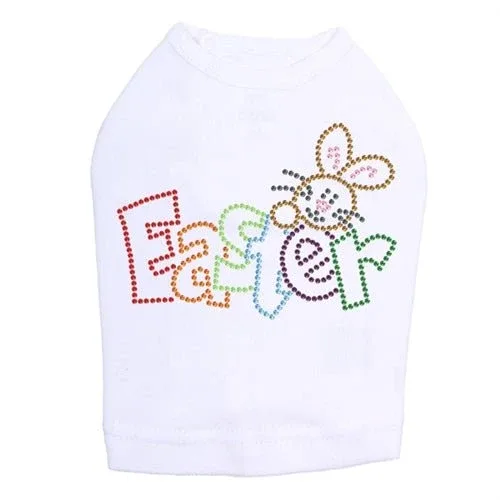 Easter with Bunny Rhinestone Dog Tank- Many Colors - Image 2