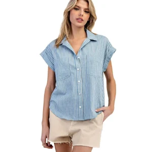 Ee Some Womens Dark Denim Stripe Top