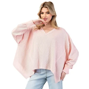 Ee Some Womens Peach Blush Uneven Long Sleeve Top