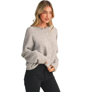 En Merci Wom H Grey Oversized Button Cardigan