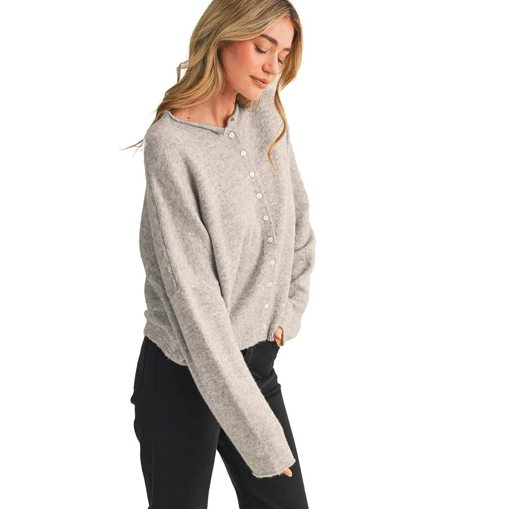 En Merci Wom H Grey Oversized Button Cardigan - Image 2