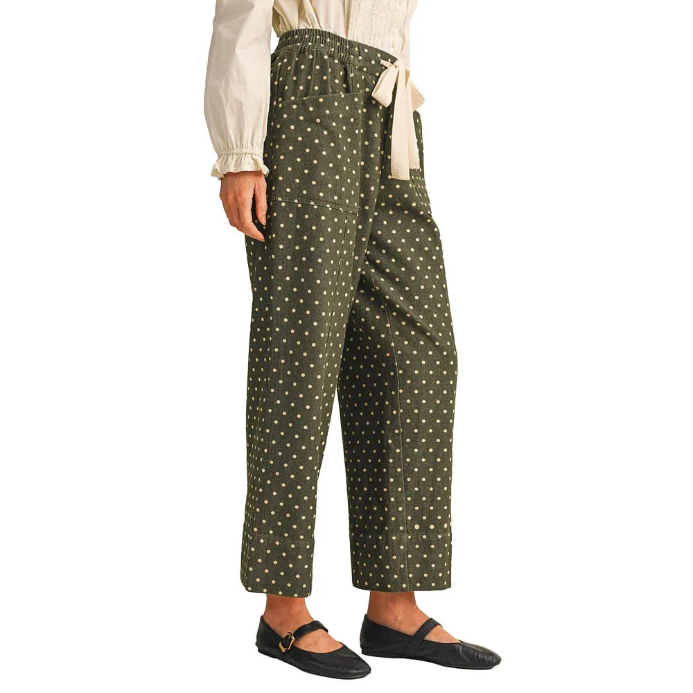 En Merci Wom Moss Green Dot Wide Leg Pants - Image 2