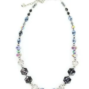 Engraved and Black Beads Necklace 19 Black