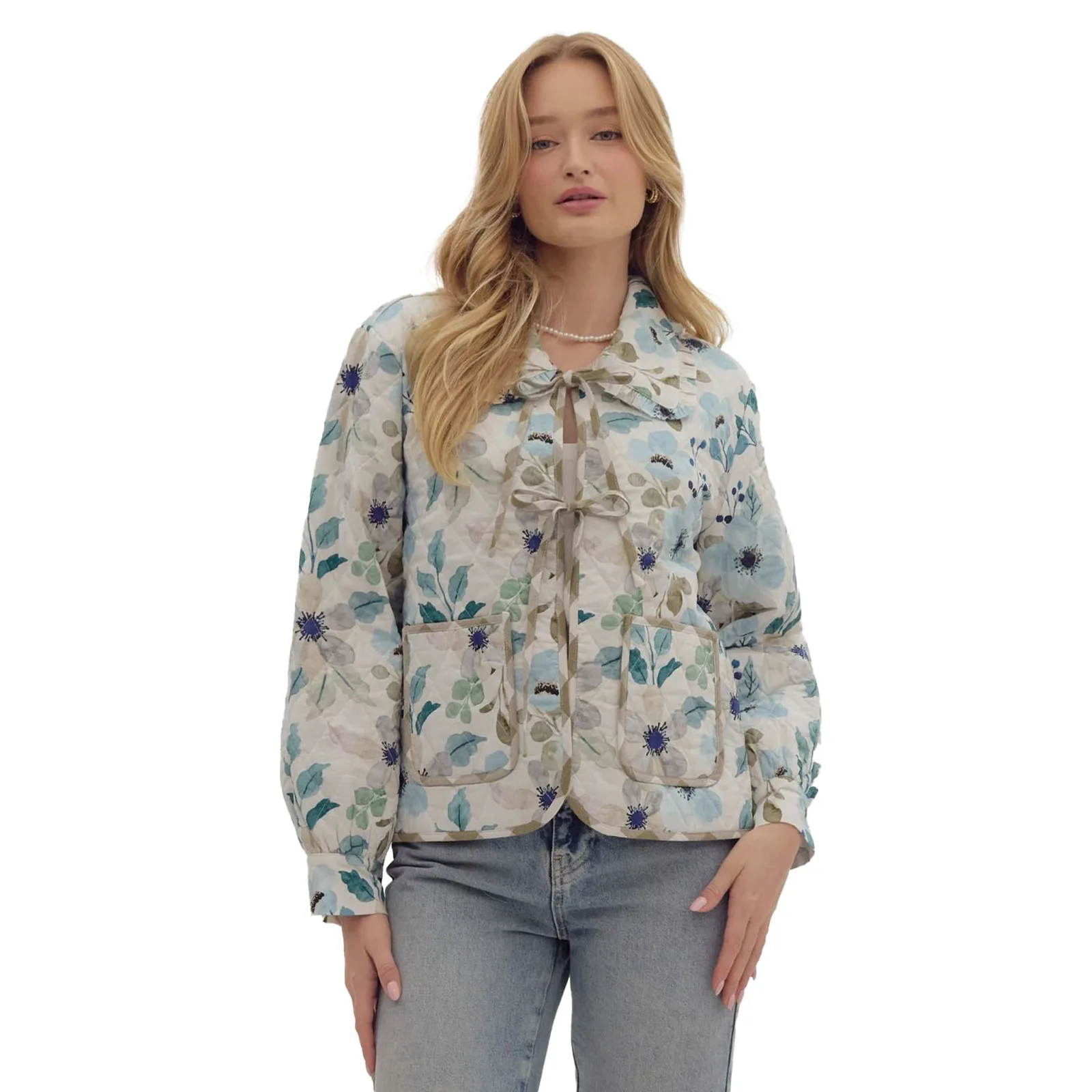 Entro Womens Blue Combo Jacket - Image 2