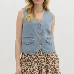 Entro Womens Denim Fashion Vest