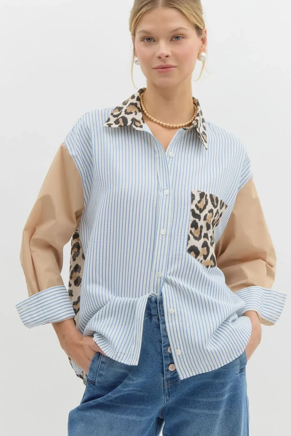 Entro Womens Multi Print Classic Long Sleeve Shirt