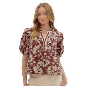 Entro Women's Wine Print Top