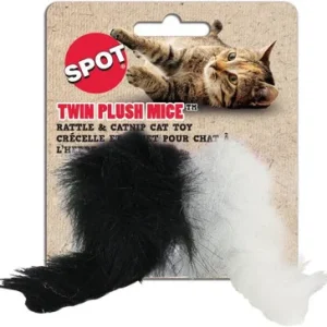 Ethical Products Spot Twin Plush Mice Rattle & Catnip Cat Toy 2pk