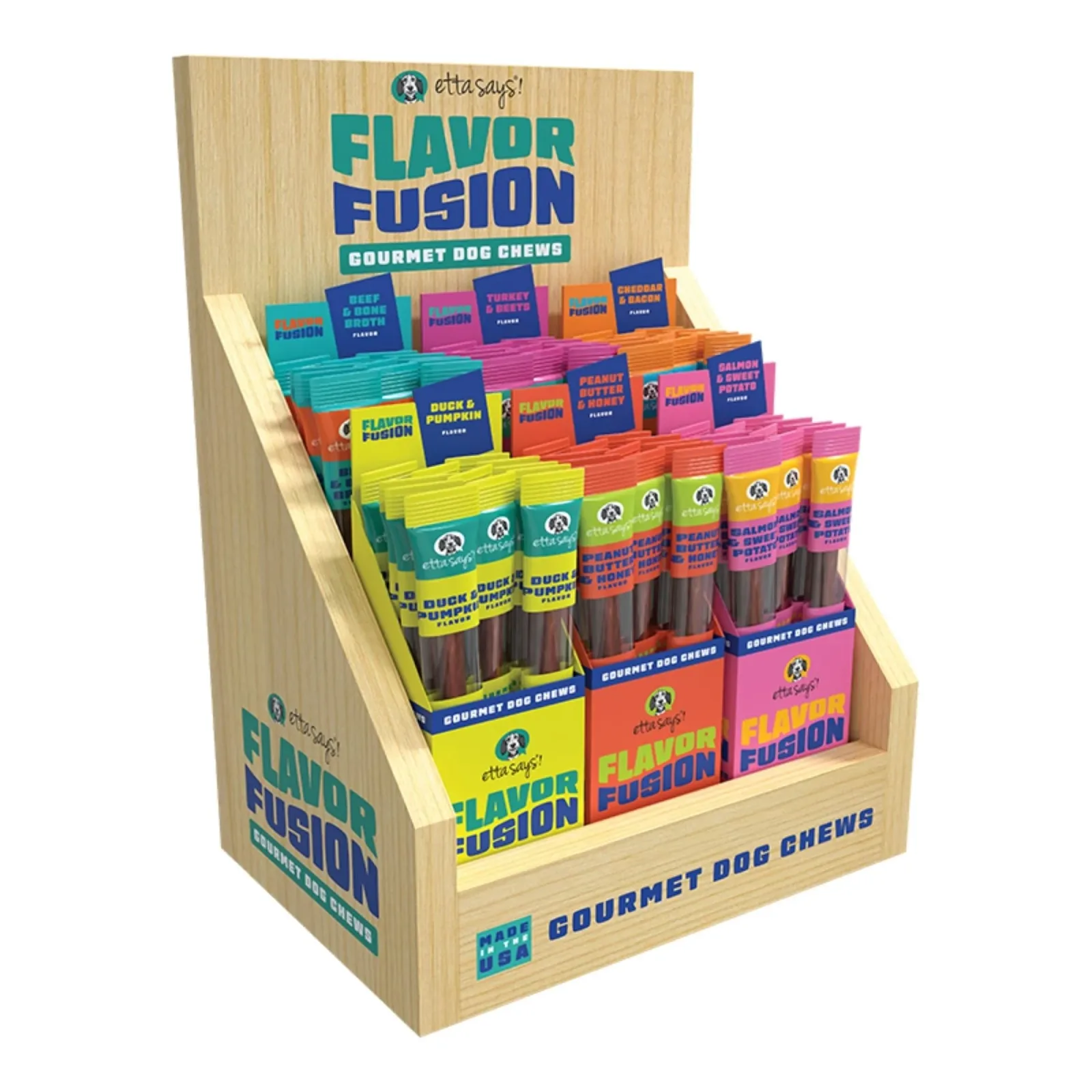 Etta Says Dog Flavor Fusion Dog Chew Display 144 ct