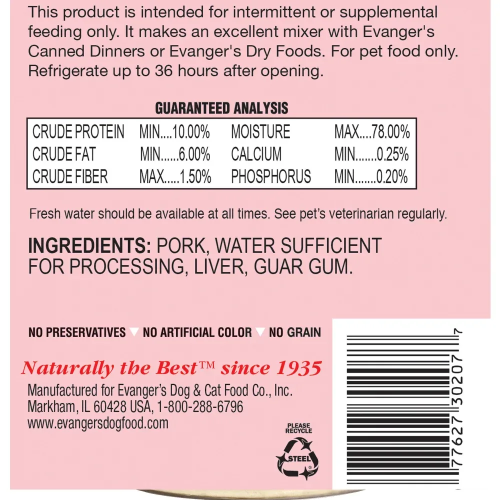 Evanger's Grain Free Pork Canned Dog & Cat Food - Image 2