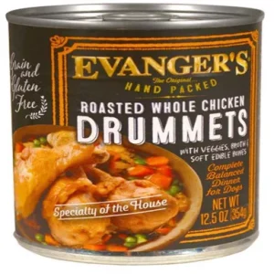 Evangers Hand Packed Roasted Chicken Drummet Dinner Canned Dog Food 12Ea/12 Oz, 12 Pk