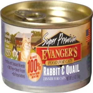 Evangers Super Premium Rabbit and Quail Dinner Can Cat Food 24Ea/5.5Oz