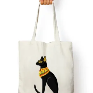 EverythingBoho Eqyptian Cat Designer Zipped Tote Bag