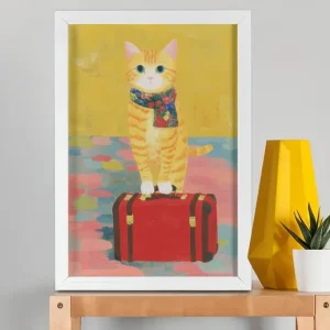 EverythingBoho The Solo Traveller Cat Wall Art (White)