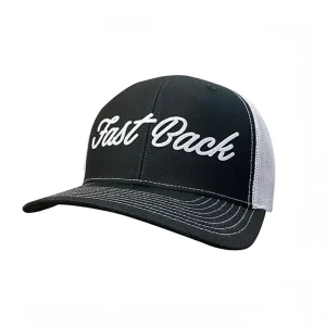 Fast Back Black and White Embroidered Logo Cap