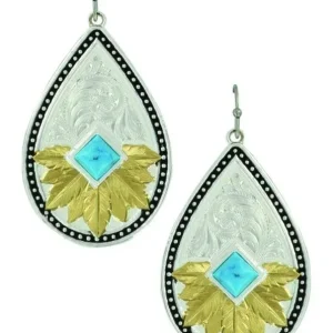 Feathered Desert Flower Turquoise Earrings