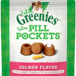 FELINE GREENIES PILL POCKETS Treats for Cats Salmon Flavor - 1.6 oz. 45 Treats