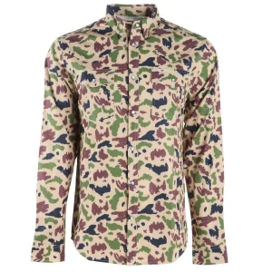 Ferrell Brands Inc Brand Mens Camo Vented Long Sleeve Pearl Snap Shirt