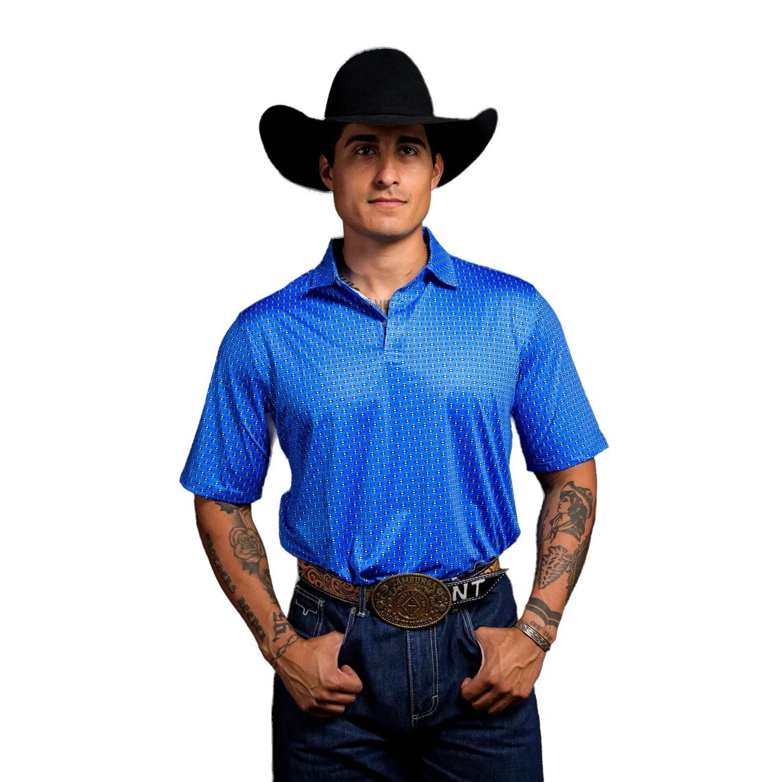 Ferrell Brands Inc Mens Blue Print Polo - Image 2