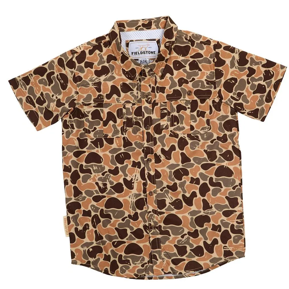 Fieldstone Boy's Woodlands Camo Button Shirt