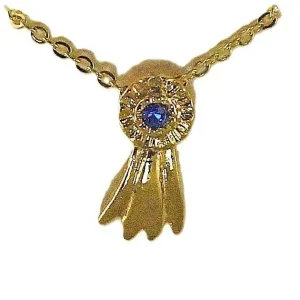 Finishing Touch Blue Ribbon Pendant Gold Finish