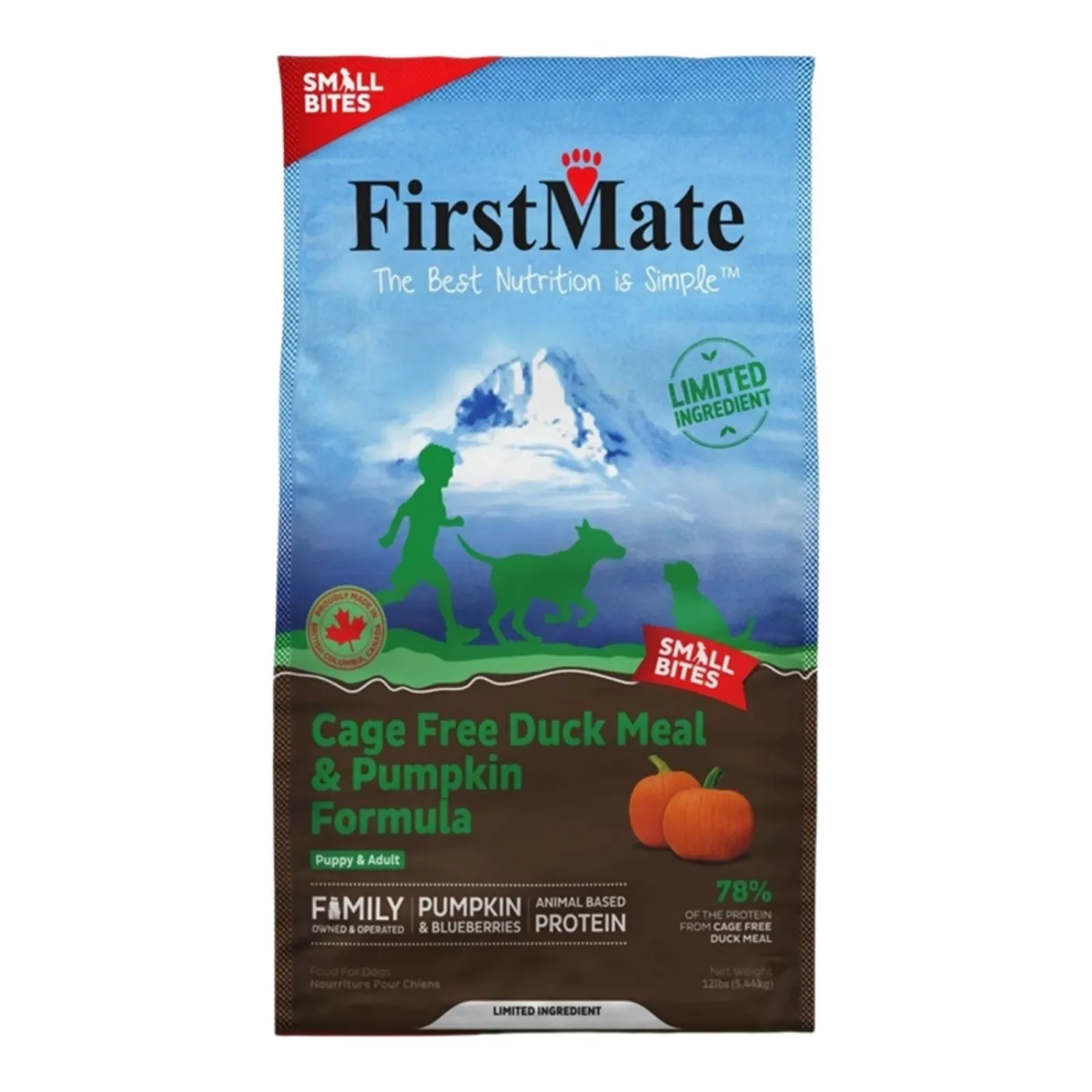 Firstmate Limited Ingredient Grain-Free Duck & Pumpkin Small Bites Dog Food, 12 lb