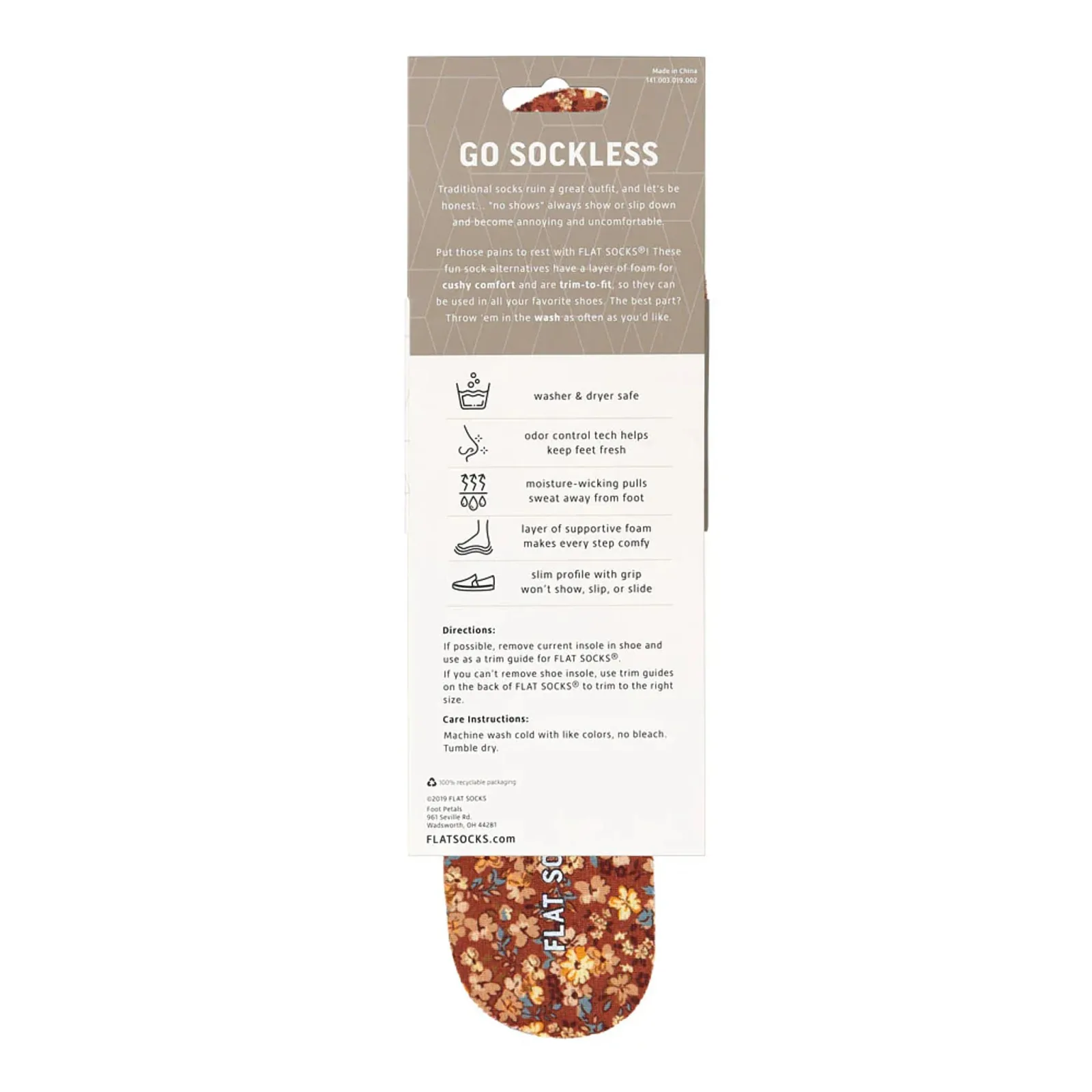 Flat Socks Red Thatcher Floral Mesh Flat Sock SMALL - Image 2