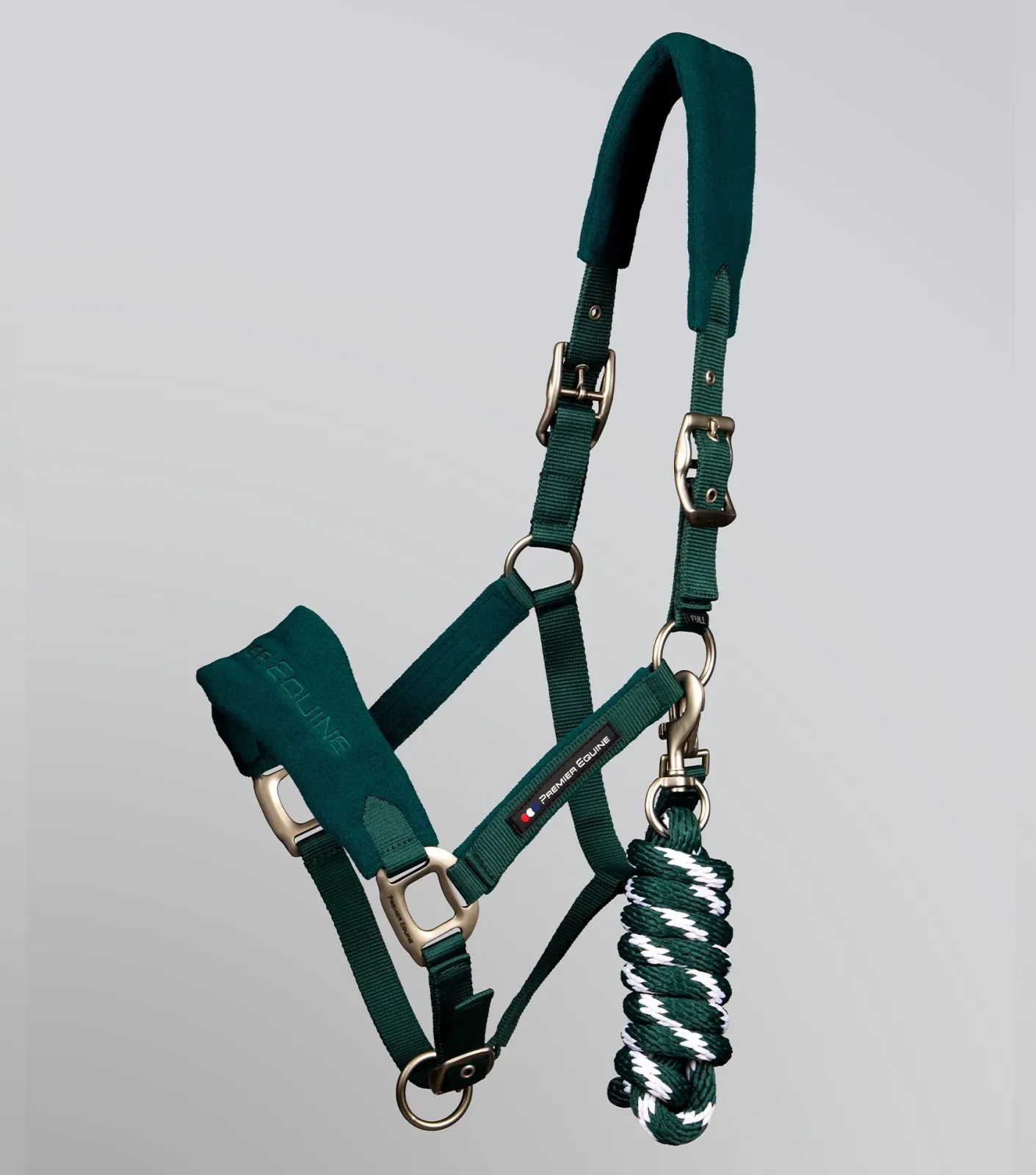 Fleece Padded Head Collar with Lead Rope Green - Image 2