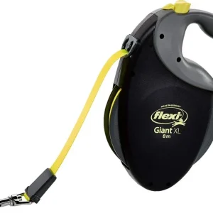 Flexi Giant Retractable Tape Dog Leash - Black / Neon
