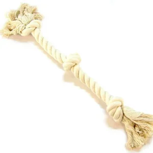 Flossy Chews 3 Knot Tug Toy Rope for Dogs - White