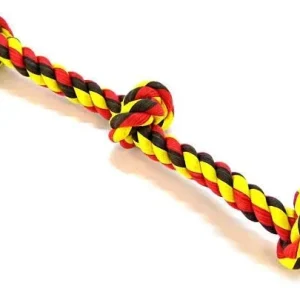 Flossy Chews Colored 3 Knot Tug Rope