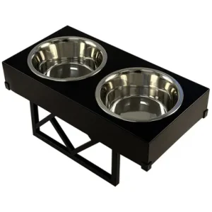 Fog City Pet Black Elevated Double Feeder Dog Bowl
