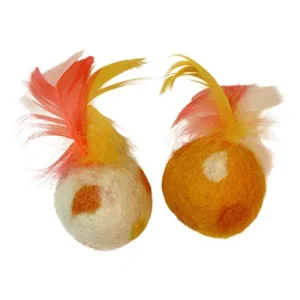 Fog City Pet Felt Balls w/ Feathers Batting Cat Toys, 2